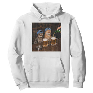 Funny Smoking Cats Drinking Beer at the Bar Hoodie Funny Bad Boys Cigarette Kitty Gen Z Meme TS10 White Print Your Wear