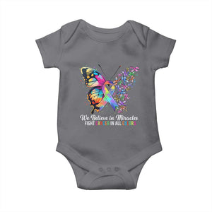 Fight Cancer In All Colors Baby Onesie We Believe In Miracles Cancer Awareness TS10 Charcoal Print Your Wear