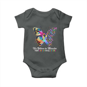 Fight Cancer In All Colors Baby Onesie We Believe In Miracles Cancer Awareness TS10 Dark Heather Print Your Wear