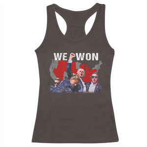 Trump Won Racerback Tank Top We Won Wins 45 47 President 2024 US Election Map TS10 Dark Chocolate Print Your Wear