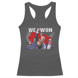 Trump Won Racerback Tank Top We Won Wins 45 47 President 2024 US Election Map TS10 Dark Heather Print Your Wear