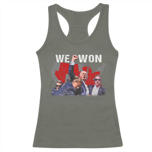 Trump Won Racerback Tank Top We Won Wins 45 47 President 2024 US Election Map TS10 Military Green Print Your Wear