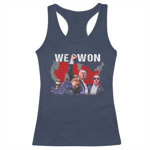 Trump Won Racerback Tank Top We Won Wins 45 47 President 2024 US Election Map TS10 Navy Print Your Wear