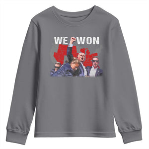Trump Won Youth Sweatshirt We Won Wins 45 47 President 2024 US Election Map TS10 Charcoal Print Your Wear