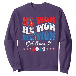 Trump 2024 Sweatshirt He Won Coquette Bow USA Flag TS10 Purple Print Your Wear