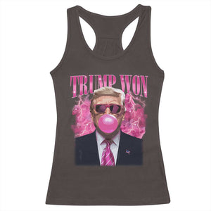 Trump Won 2024 Racerback Tank Top Trump Pink Bubble Gum Funny Cute Retro 90s TS10 Dark Chocolate Print Your Wear