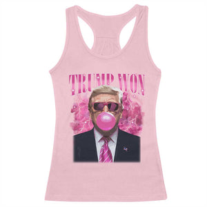 Trump Won 2024 Racerback Tank Top Trump Pink Bubble Gum Funny Cute Retro 90s TS10 Light Pink Print Your Wear