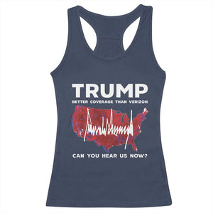 Trump Won 2024 Racerback Tank Top Better Coverage Than Verizon Politics 47Th President '24 Election TS10 Navy Print Your Wear
