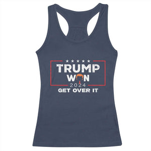 Trump Won 2024 Racerback Tank Top Get Over It Funny 47 President TS10 Navy Print Your Wear