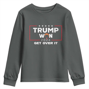Trump Won 2024 Youth Sweatshirt Get Over It Funny 47 President TS10 Dark Heather Print Your Wear