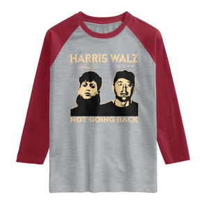 Harris Walz Raglan Shirt Retro We Are Not Going Back TS10 Heather Gray Heather Red Print Your Wear
