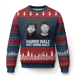 Harris Walz Ugly Christmas Sweater Vintage We Are Not Going Back TS10 Navy Red Print Your Wear