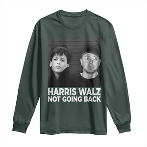 Harris Walz Long Sleeve Shirt Vintage We Are Not Going Back TS10 Dark Forest Green Print Your Wear
