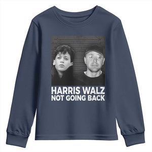 Harris Walz Youth Sweatshirt Vintage We Are Not Going Back TS10 Navy Print Your Wear