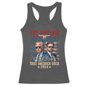 Trump Vance 2024 Racerback Tank Top The Outlaw And Hillbilly US Flag TS10 Dark Heather Print Your Wear