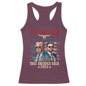 Trump Vance 2024 Racerback Tank Top The Outlaw And Hillbilly US Flag TS10 Maroon Print Your Wear
