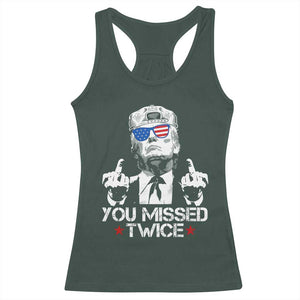 Trump Won Again 2024 Racerback Tank Top We're Taking America Back US American Flag TS10 Dark Forest Green Print Your Wear