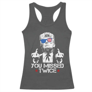 Trump Won Again 2024 Racerback Tank Top We're Taking America Back US American Flag TS10 Dark Heather Print Your Wear