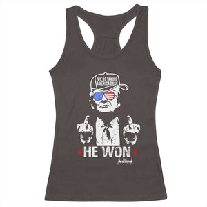 Trump 2024 Racerback Tank Top We're Taking America Back You Missed Bitch TS10 Dark Chocolate Print Your Wear