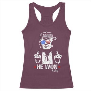 Trump 2024 Racerback Tank Top We're Taking America Back You Missed Bitch TS10 Maroon Print Your Wear