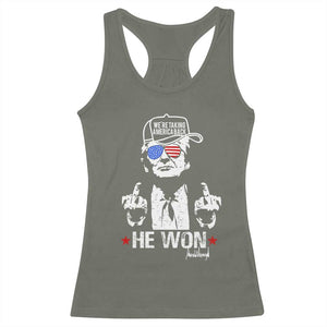 Trump 2024 Racerback Tank Top We're Taking America Back You Missed Bitch TS10 Military Green Print Your Wear