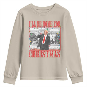 Funny Christmas Trump Youth Sweatshirt Vintage Santa Ill Be Home For Christmas Daddy's Home Xmas Pajamas TS10 Sand Print Your Wear