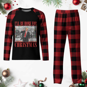 Funny Xmas Trump Plaid Pajama Set Vintage Santa Ill Be Home For Christmas Daddy's Home Pajamas TS10 Buffalo Plaid Print Your Wear