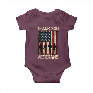 Thank You Veterans Baby Onesie Veterans Day Patriotic American Flag TS10 Maroon Print Your Wear