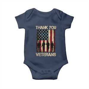 Thank You Veterans Baby Onesie Veterans Day Patriotic American Flag TS10 Navy Print Your Wear