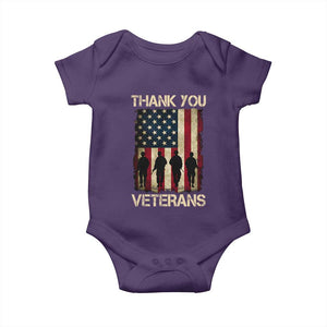Thank You Veterans Baby Onesie Veterans Day Patriotic American Flag TS10 Purple Print Your Wear