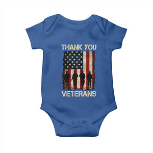 Thank You Veterans Baby Onesie Veterans Day Patriotic American Flag TS10 Royal Blue Print Your Wear
