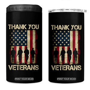 Thank You Veterans 4 in 1 Can Cooler Tumbler Veterans Day Patriotic American Flag TS10 One Size: 16 oz Black Print Your Wear