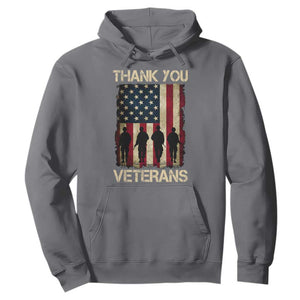 Thank You Veterans Hoodie Veterans Day Patriotic American Flag TS10 Charcoal Print Your Wear