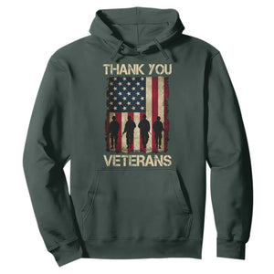Thank You Veterans Hoodie Veterans Day Patriotic American Flag TS10 Dark Forest Green Print Your Wear