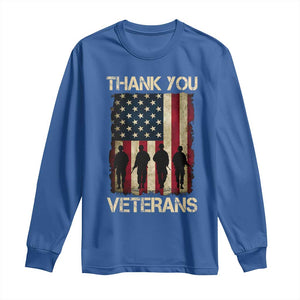 Thank You Veterans Long Sleeve Shirt Veterans Day Patriotic American Flag TS10 Royal Blue Print Your Wear
