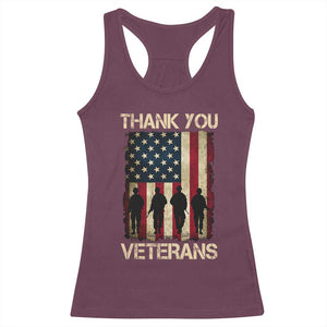 Thank You Veterans Racerback Tank Top Veterans Day Patriotic American Flag TS10 Maroon Print Your Wear