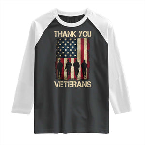 Thank You Veterans Raglan Shirt Veterans Day Patriotic American Flag TS10 Black White Print Your Wear