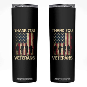 Thank You Veterans Skinny Tumbler Veterans Day Patriotic American Flag TS10 Black Print Your Wear