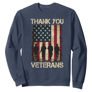 Thank You Veterans Sweatshirt Veterans Day Patriotic American Flag TS10 Navy Print Your Wear