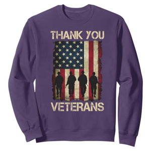 Thank You Veterans Sweatshirt Veterans Day Patriotic American Flag TS10 Purple Print Your Wear