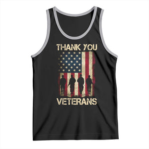 Thank You Veterans Tank Top Veterans Day Patriotic American Flag TS10 Black Athletic Heather Print Your Wear
