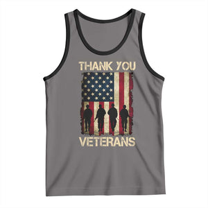 Thank You Veterans Tank Top Veterans Day Patriotic American Flag TS10 Deep Heather Black Print Your Wear