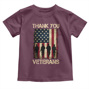 Thank You Veterans Toddler T Shirt Veterans Day Patriotic American Flag TS10 Maroon Print Your Wear
