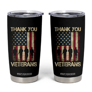 Thank You Veterans Tumbler Cup Veterans Day Patriotic American Flag TS10 Black Print Your Wear
