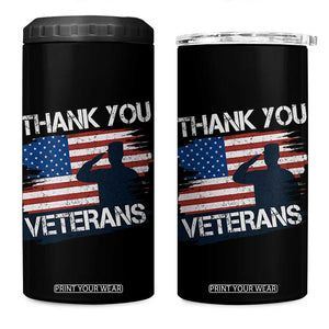 Thank You Veterans 4 in 1 Can Cooler Tumbler Never Forget Veterans Military Appreciation US Flag TS10 One Size: 16 oz Black Print Your Wear