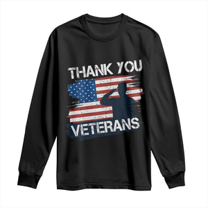 Thank You Veterans Long Sleeve Shirt Never Forget Veterans Military Appreciation US Flag TS10 Black Print Your Wear