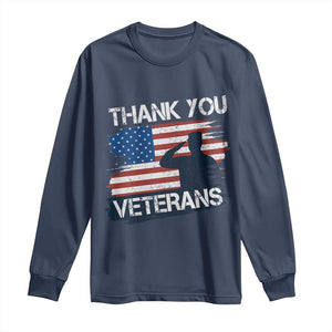 Thank You Veterans Long Sleeve Shirt Never Forget Veterans Military Appreciation US Flag TS10 Navy Print Your Wear