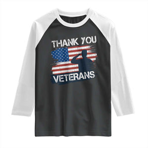 Thank You Veterans Raglan Shirt Never Forget Veterans Military Appreciation US Flag TS10 Black White Print Your Wear