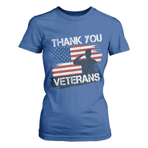 Thank You Veterans T Shirt For Women Never Forget Veterans Military Appreciation US Flag TS10 Royal Blue Print Your Wear
