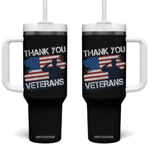 Thank You Veterans Tumbler With Handle Never Forget Veterans Military Appreciation US Flag TS10 One Size: 40 oz Black Print Your Wear
